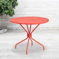 Flash Furniture CO-7-RED-GG 35.25" Steel Patio Table in Coral